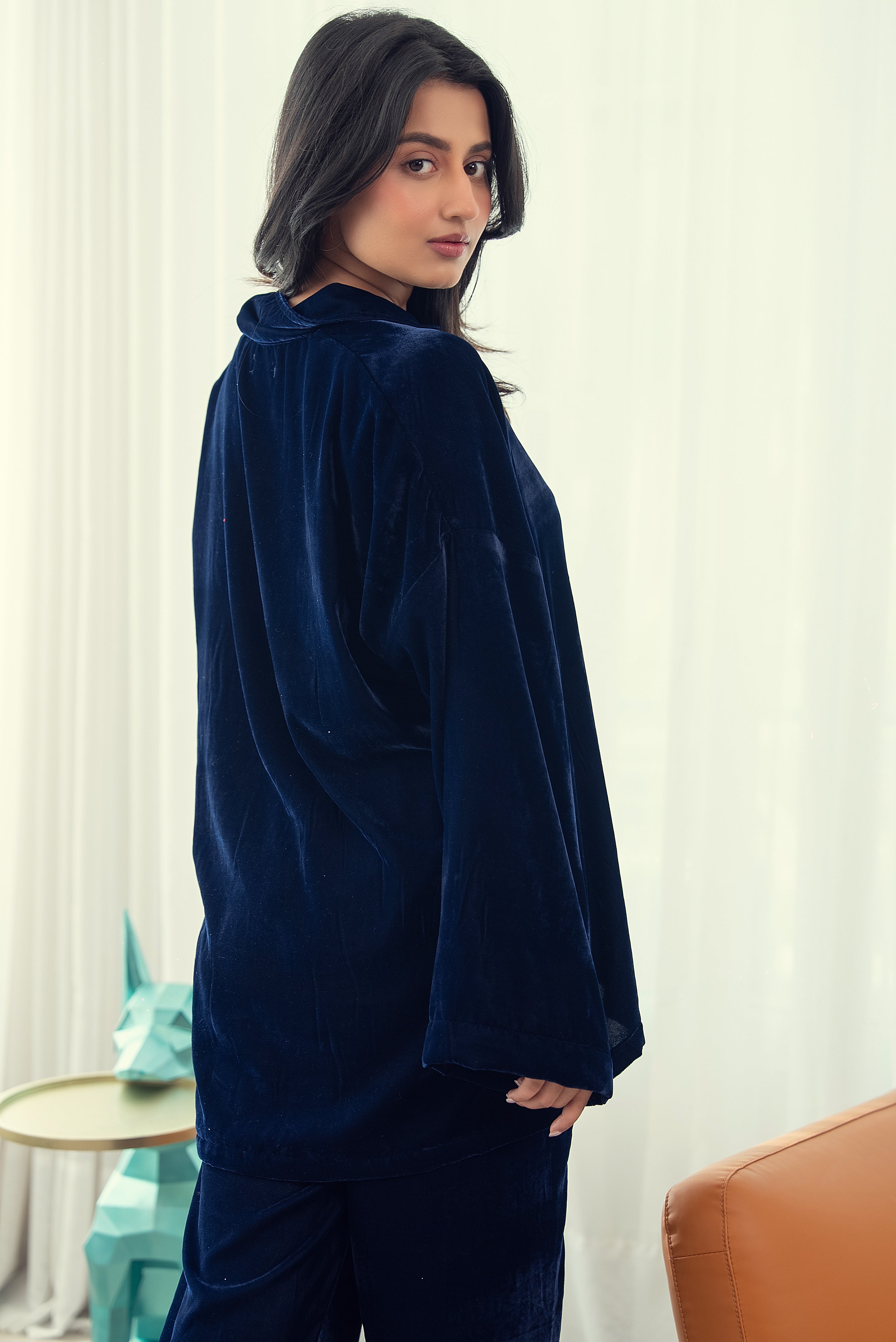 Winter Sky – Navy Velvet PJ Set